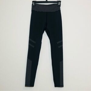 All Fenix Black Leggings with White Color Block Accent Polka Dots size XS